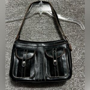 Minicci Woman’s Black Leather Small Shoulder Bag Purse